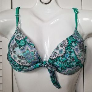 New Teal 70s Pattern 36B Bikini Top Bra